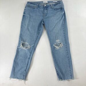 Frame Le Garcon Crop Boyfriend jeans Womens Size 28 Blue straight Distressed